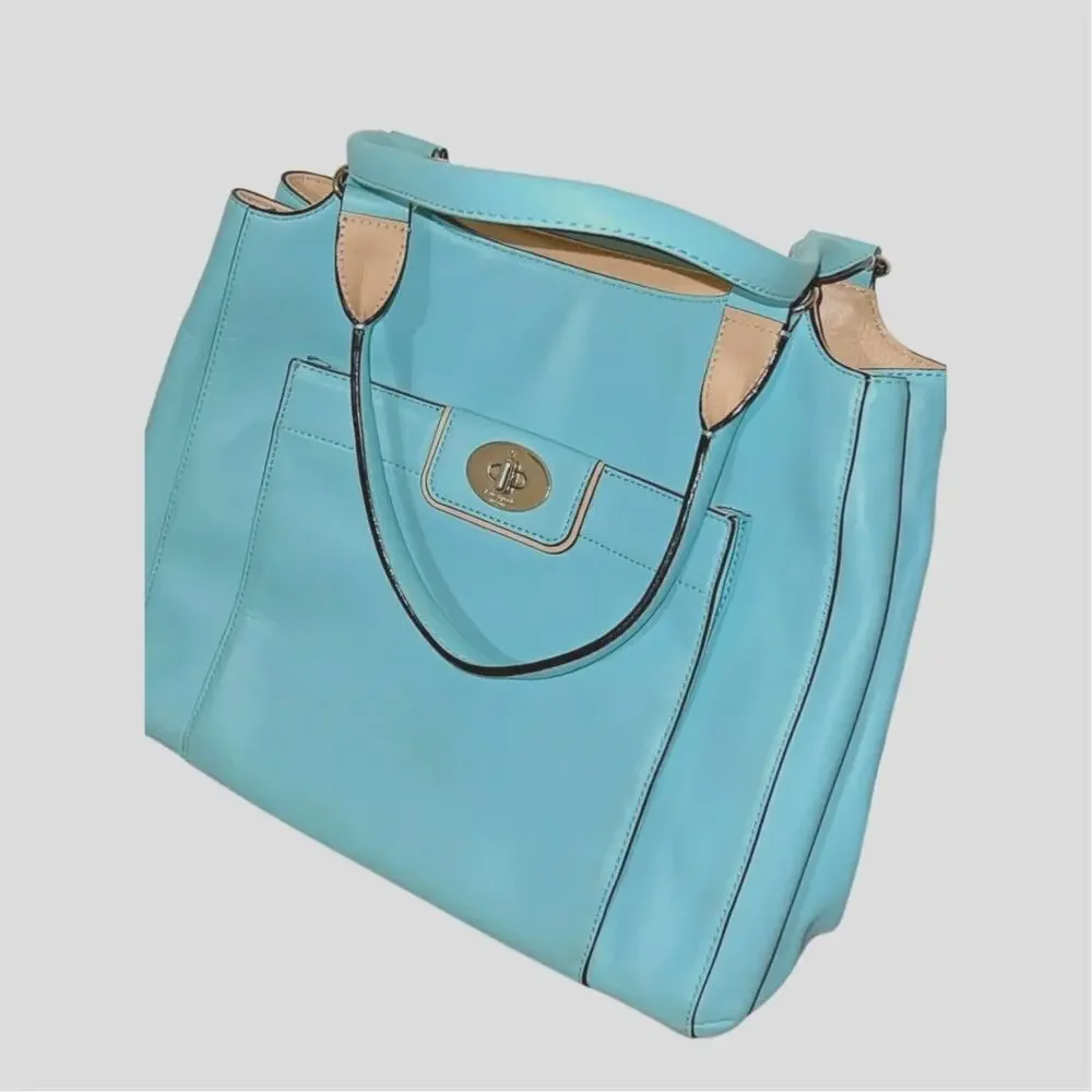 Kate Spade Aqua / Pool Blue Leather handbag / turn lock